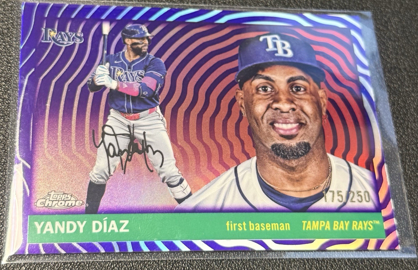 2025 Topps Chrome Platinum Anniversary Yandy Diaz #180 Vibrations Refractor /250
