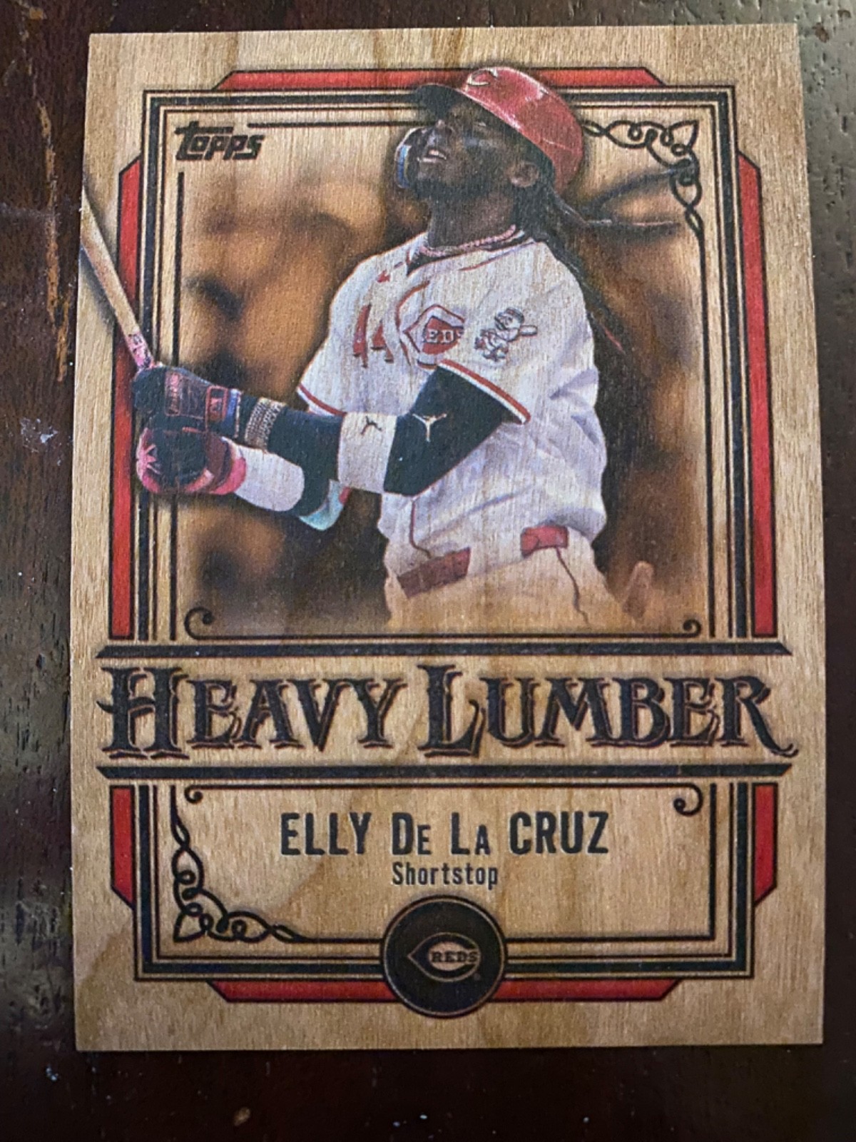 2025 Topps Series 1 Elly De La Cruz Heavy Lumber SSP Wood Cincinnati Reds HL-11