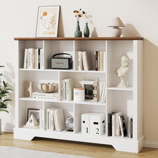 10 Cube Storage Bookcase, Modern 3-Tier Wooden Storage Organizer Open Bookshelf