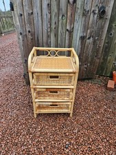 vintage cane boho bamboo drawers bedside cabinet