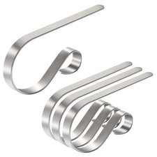 Leikedun 4 Pack Silver Christmas Stocking Holders Adjustable Metal Mantel Hooks
