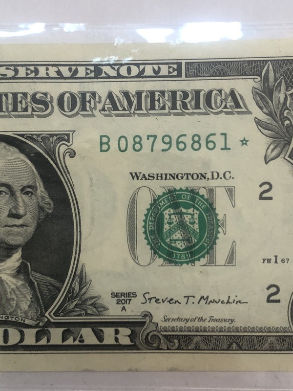 Off Set Print Error Miscut 2017 Circulated $1 Replacement Star Note