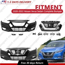 For 2020 2021 2022 Nissan Versa Sedan Front Complete Bumper Cover Fascia Kit