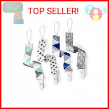 PandaEar Baby Pacifier Clips Solid Color, 4 Pack Universal Holder Leash for Boys