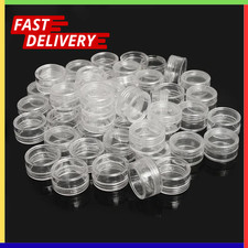 50pcs Storage Cups Clear Plastic Jewelry Bead Makeup Box Small Round Container