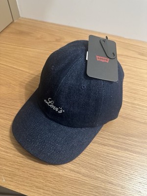 New Levis Script Logo Denim Blue Cap Red Tab Strapback One Size Hat