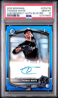 2025 Bowman - Chrome Prospect Autographs Thomas White #CPA-TW Blue Refractor...