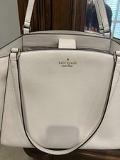 Kate Spade Pebble Leather Tote Bag With Detachable Laptop Sleeve Ivory