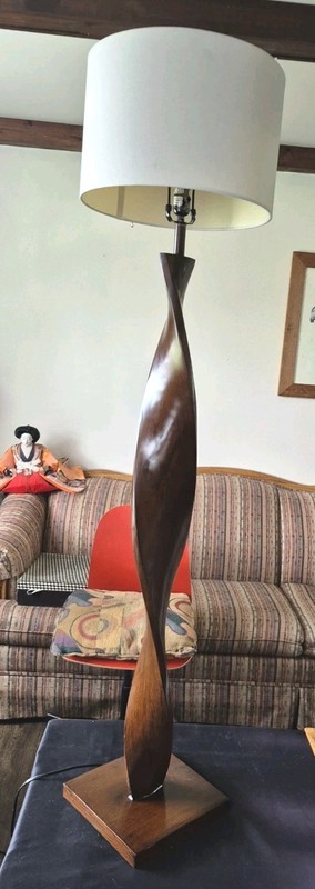 MCM 1950S Twisted Wood Floor Lamp