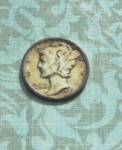 Uniquely Pretty 1945 "San Fran" Mint merc. dime w/"Very Fine+" details, (toned?)