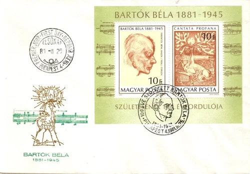 HUNGARY-1981.  FDC S/S - Bela Bartok, composer/ Birth Centenary  !!! Mi.Bl.148.
