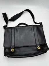 Black Unbranded Leather Laptop Carrying Bag With Shoulder Strap Large
