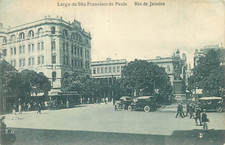 Brazil Rio de Janeiro Largo de Sao Francisco de Paula tram vintage postcard