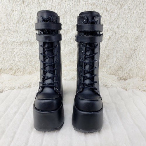 Botas de becerro Camel 250 apiladas negras mate plataforma gótica punk en stock ny demonia - Imagen 10 de 12