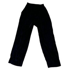 VTG BLACK VELVET PANTS SZ 6 PLEATED FRONT POCKETS EVENING WEAR USA WOMENS