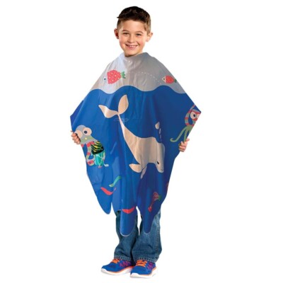 BARBER BEAUTY SALON SALONCHIC HAIR STYLING CHILD KIDDIE CAPE SEA LIFE ANIMAL