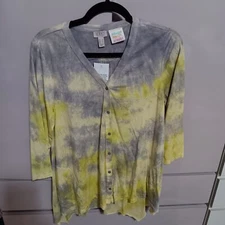 Beach to Street button up Bojo Relaxed Summer Beach top 3/4 sleeve Womens Small 