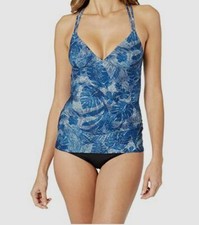  99 TYR Women's Blue Stretch Brooke Polyester Tank Swimwear Top Size X-Small