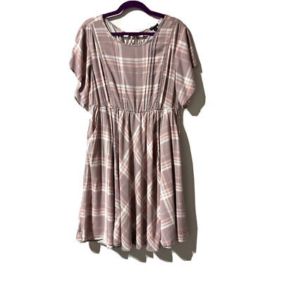 Torrid Challis Skater Dress Women s Size 2 2X Lilac Blush Plaid Fit & Flare