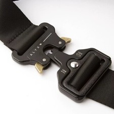 Black Silver 1017 ALYX 9SM Nylon Canvas Safety Buckle Belt Metal Button Men
