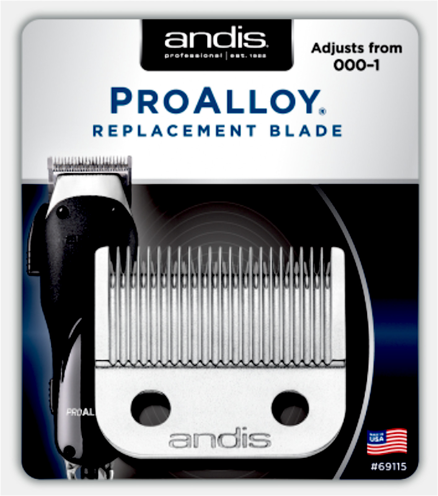 ANDIS PROALLOY&reg; CLIPPER  AAC-1 CARBON STEEL  BLADE SET ADJUSTABLE 000-1  # 69115