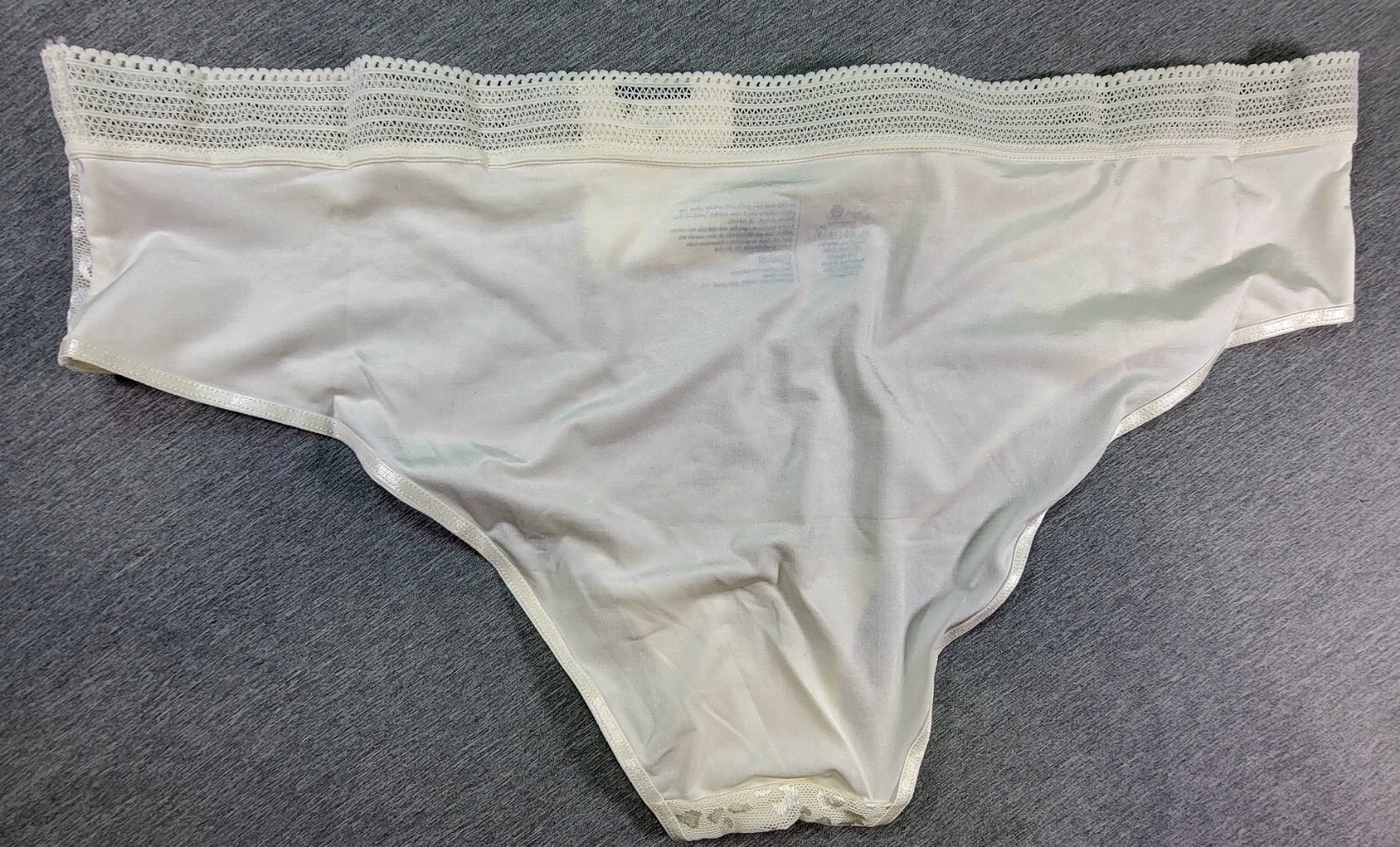 ELEGANT LIQUID SATIN SHINY WHITE & SHEER BIKINI PANTIES NYLON SPANDEX