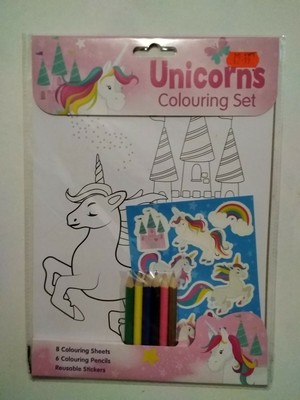 Unicorn Colouring Set Colouring Sheets Pencils Stickers 9781788240444 ...