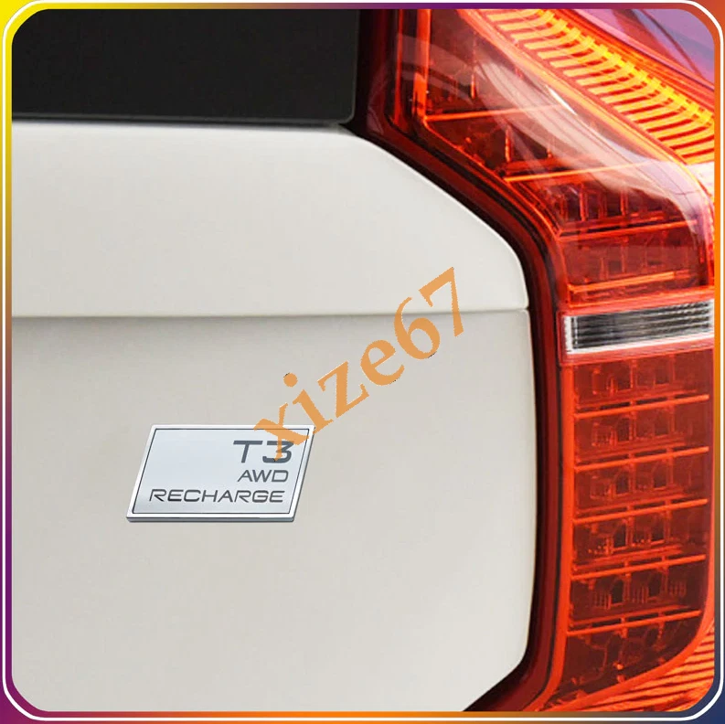 Insignia adhesiva plateada negra para maletero emblema trasero recarga Volvo T8 AWD Foto 2 de 2