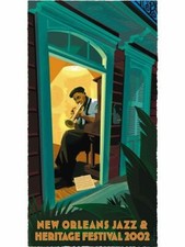  NEW ORLEANS JAZZ FESTIVAL POSTER  2002 SIGNED JAZZ FEST Marsalis 