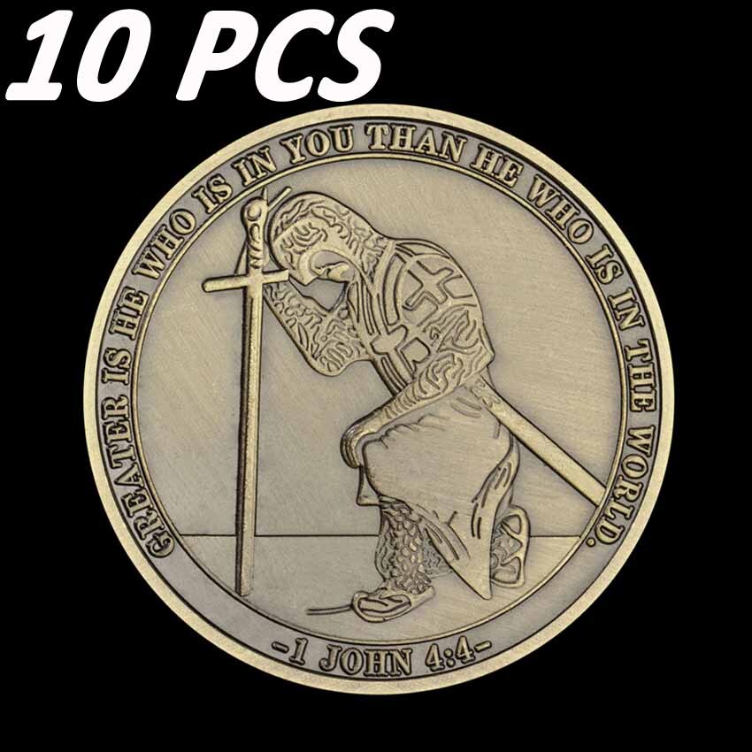 10PCS Antique Gold Plated The Task Ahead I Can Do All Things Challenge Coins