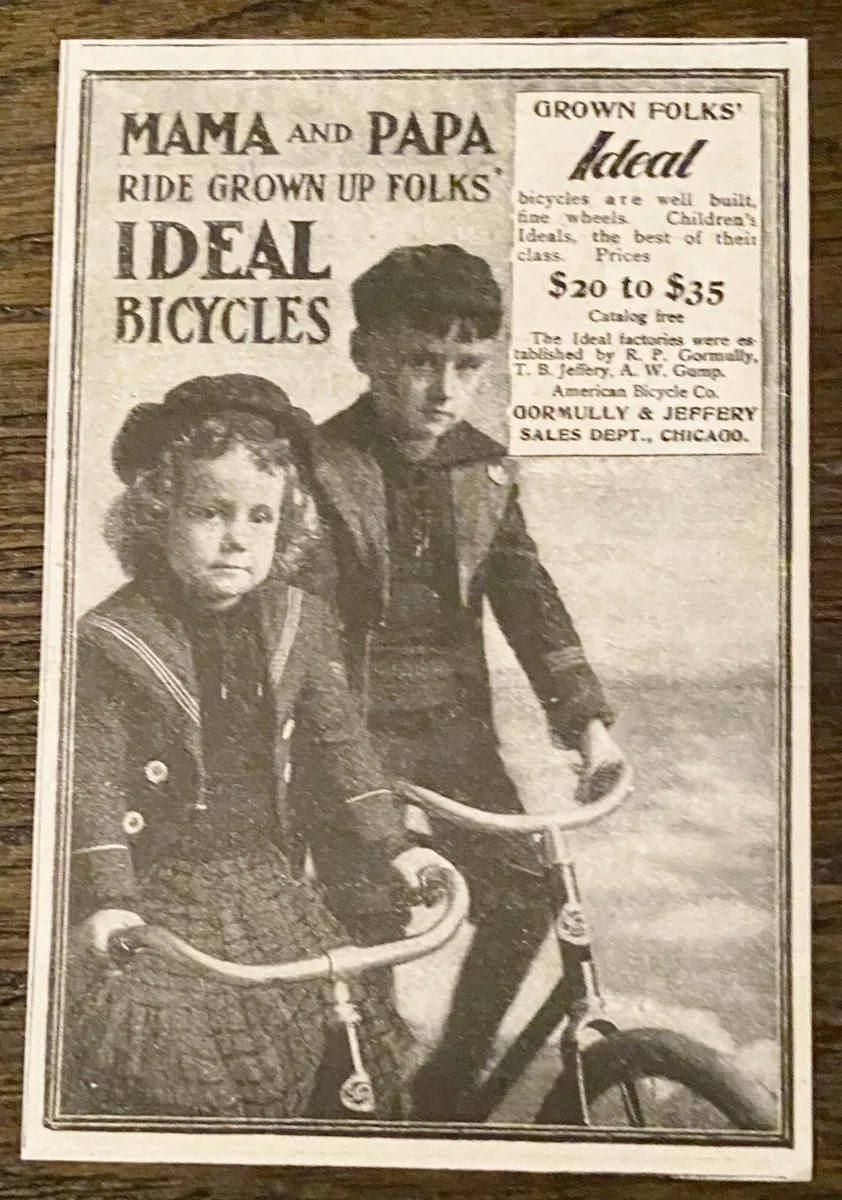 4 1900 IDEAL BICYCLE Vtg Print Ad Cute Kids Mama Papa Ride Grown