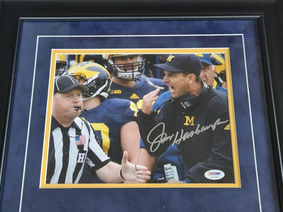 Michigan Wolverines Jim Harbaugh Autographed 8x10 Photo Within Frame PSA/DNA COA - Image 2 of 4