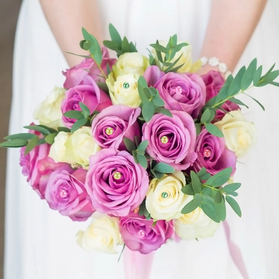 50-Pack Corsage Boutonnieres Pins, 5.5cm Teardrop Pearl Straight Pin Mixcolor Foto 4 de 4