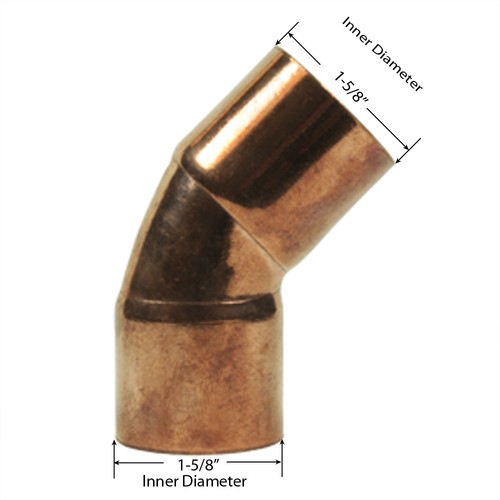 Libra Supply 1-1/2 inch, 1-1/2'', 1-1/2-inch 45 Degree Copper Elbow CxC, fitting