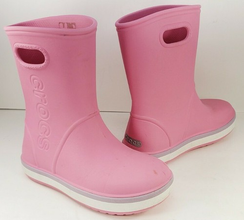 Genuine Crocs Crocband Rain Boot K 205827-6QM C13 Children Unisex Boots  Pink | eBay
