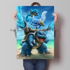 Squirtle Wartortle Blastoise Evolutions PokeArt Canvas Poster Wall Art HomeDecor