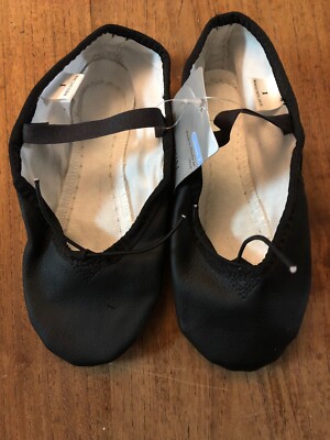 nwt DANSKIN NOW black leather DANCE ballet Slippers SHOES girl s sz 1 halloween