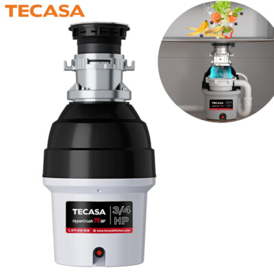 TECASA Garbage Disposal 3/4 HP Batch Feed Power Corded 2700 RPM EZ Mount USED