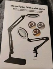 USB Magnifying Glass with LED Light 10X Magnifier Crafts Reading Desk Stand Lamp