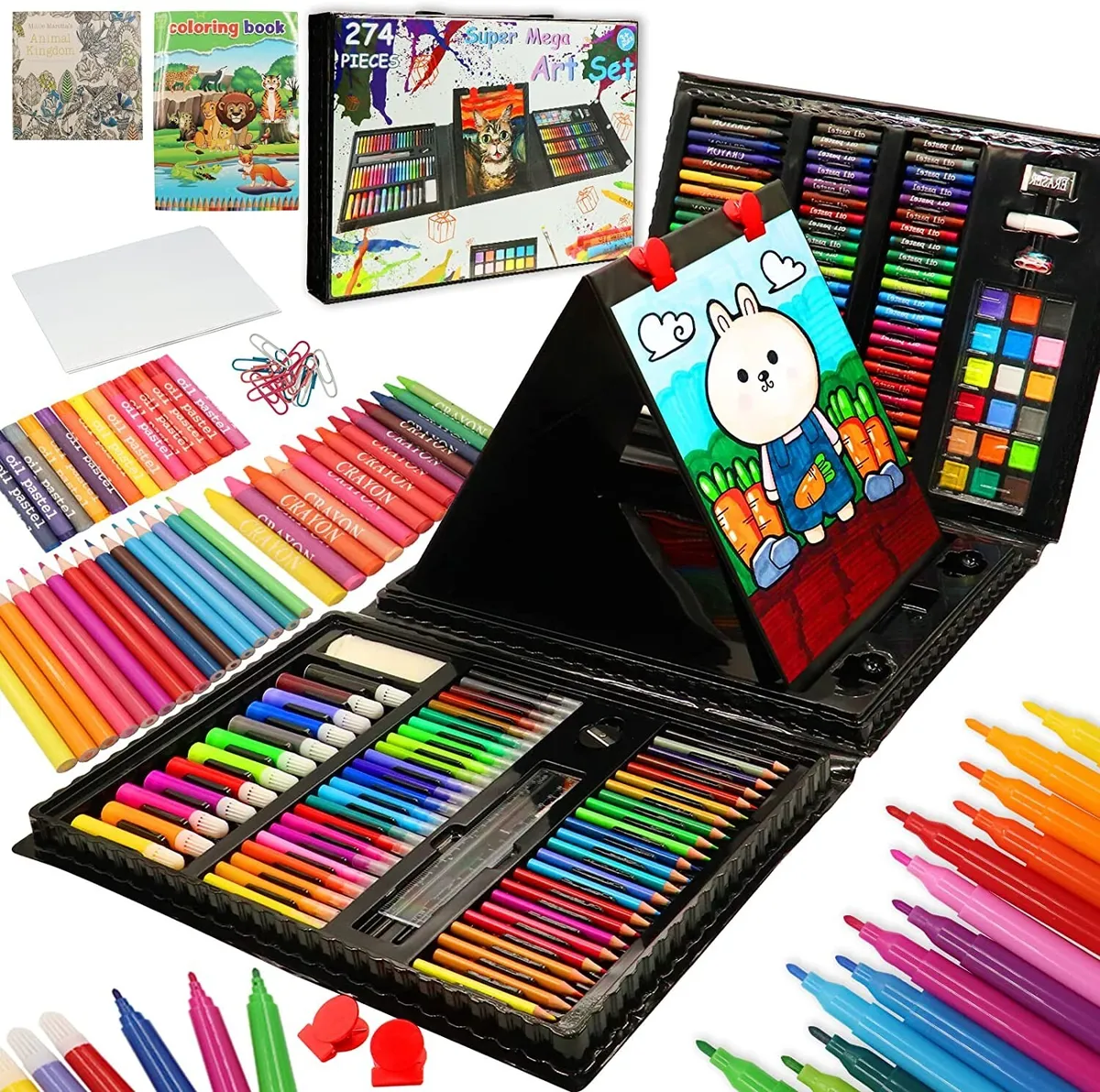 274 Piece Art Set For Kids Gifts Supplies Drawing Painting Coloring Trifold  Kit