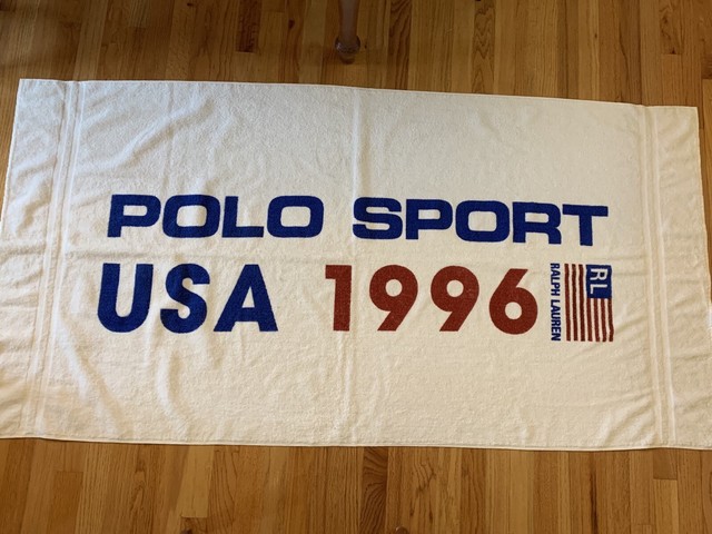 Ralph Lauren Vintage Towel White Blue Spell Out US Polo ...