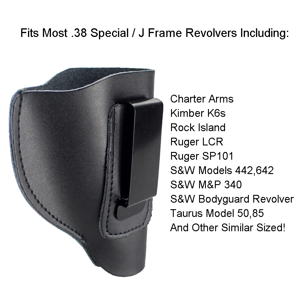 Houston Gun Holsters IWB Tuckable Revolver Holster - ECO Leather Concealed Carry For .38 Frames