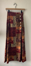 Vintage 90's Skirt Size 4 XS Red Multicolor Animal Print Long Artsy Retro Boho