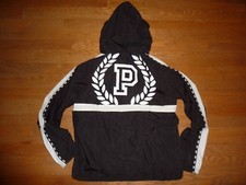 VICTORIAS SECRET PINK "PINK" ANORAK "P" WREATH LINED WINDBREAKER HOODIE NWT