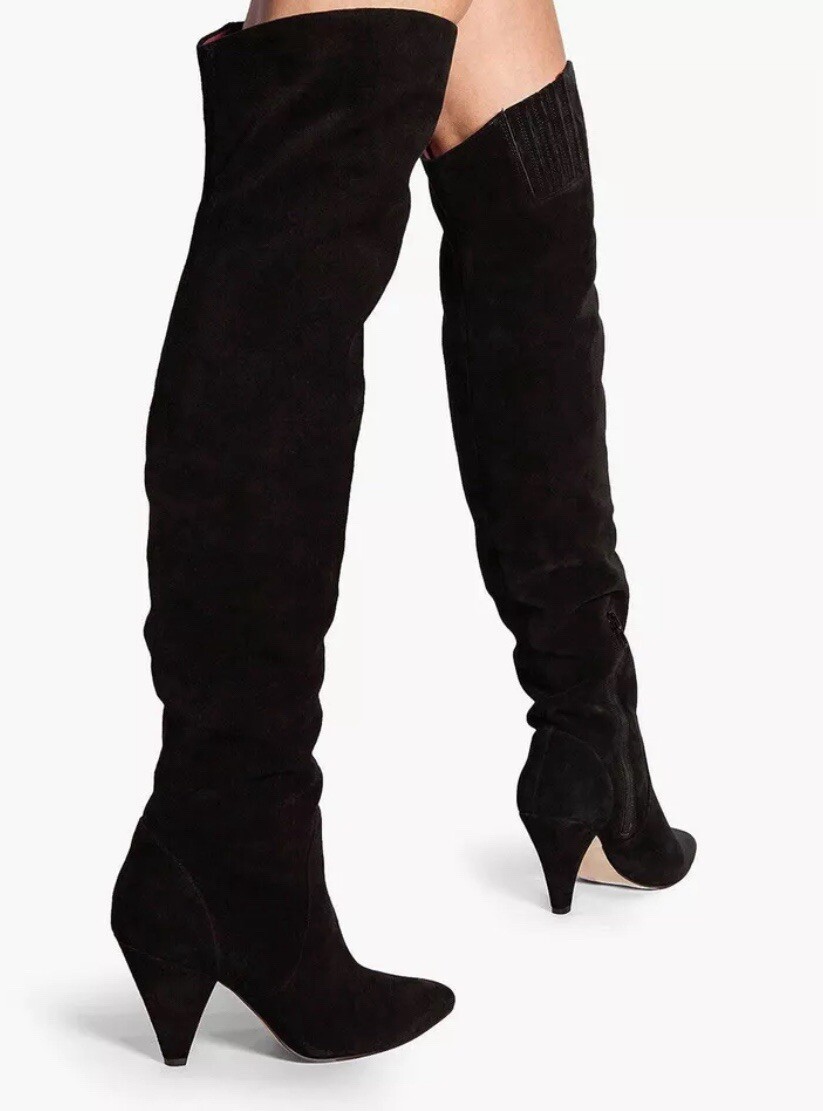 Kurt Geiger Violet Over The Knee Leather Suede Boots Black 5, 7, UK