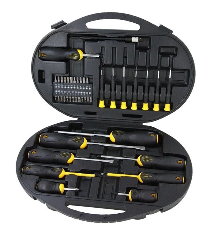 Jobsite Screwdriver Set Precision Hex Pozi Flat Slotted Magnetic Tip 42pc