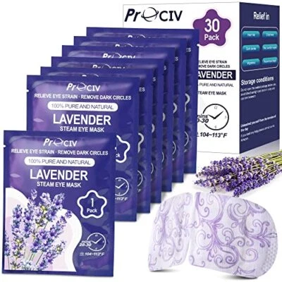 PROCIV Steam Eye Mask 30 Packs Warming Eye Mask Self Heating Eye Mask Sleep Mask Heated