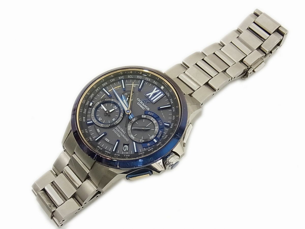 CASIO OCEANUS OCW-G1000-1AJF GPS Hybrid Solar Watch Silver Blue