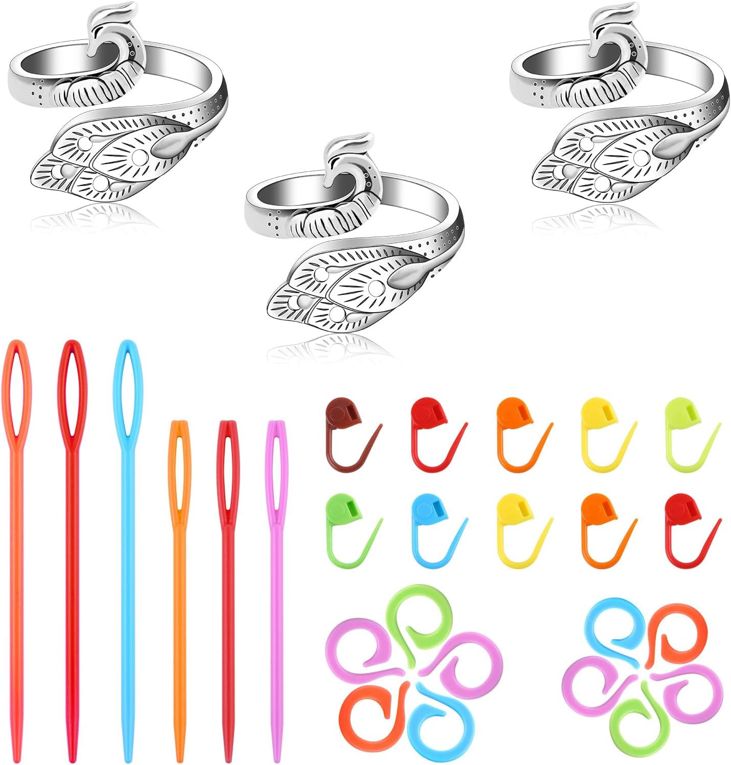 3 Pcs Crochet Ring+30Pcs Stitch Markers, Knitting & Crochet 