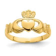 14k Yellow Gold Polished Claddagh Shape Ring Size 7